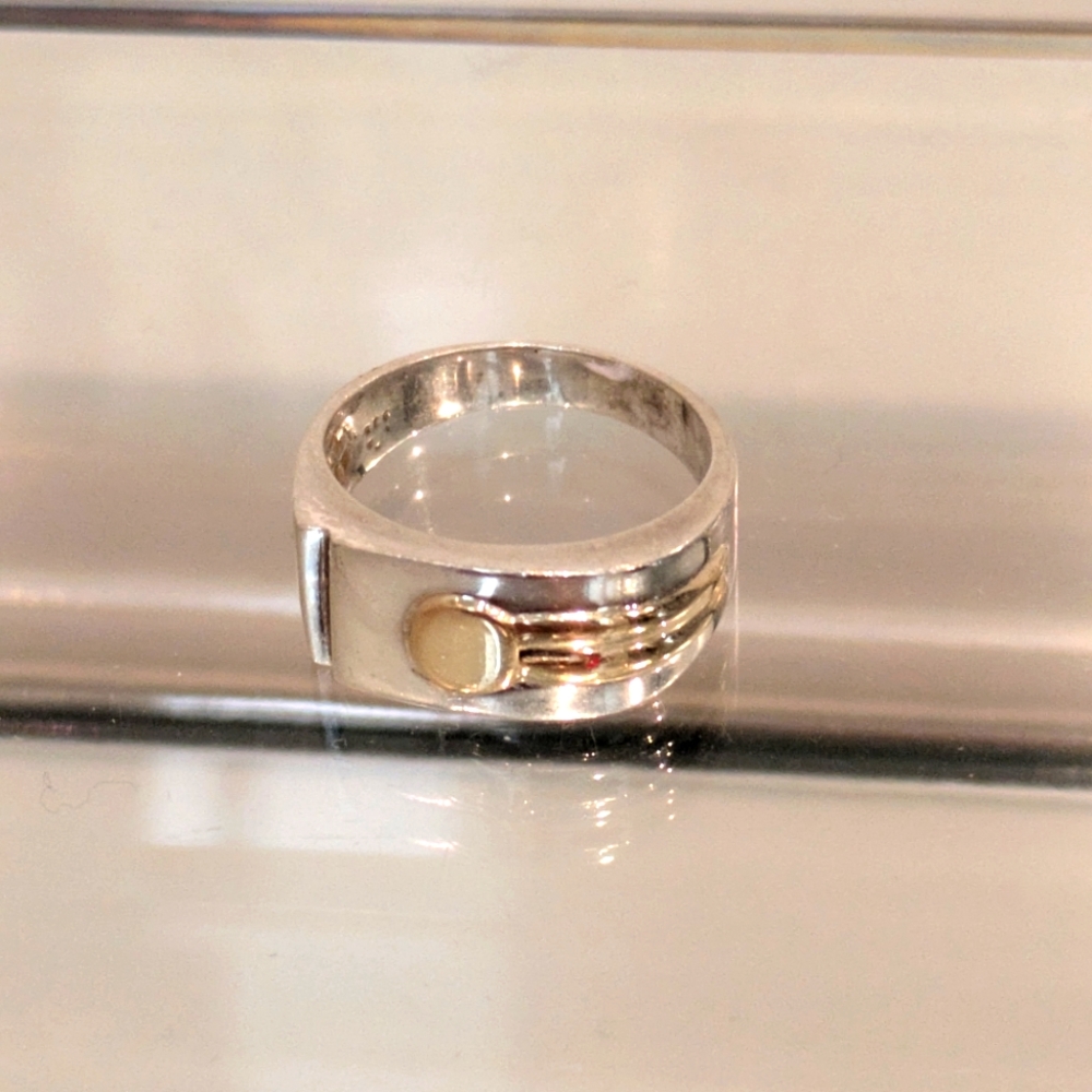 Vintage Sterling and brass ring